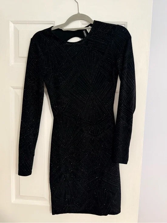 Divided Black Sparkle Long-Sleeve Bodycon Dress - Picture 1 of 3